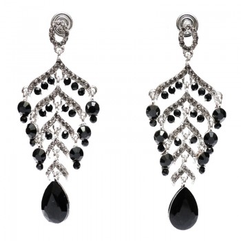 Black,Silver stones Earrings elegant